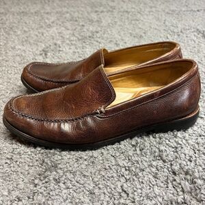Johnston Murphy Sheepskin Loafers Mens 9 Brown Leather Slip On Comfort Shoes
